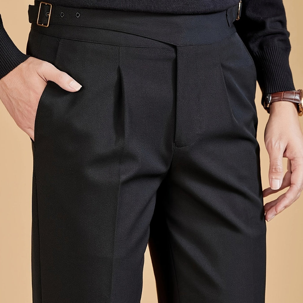 Men's Buckle Waist Pleated Trousers
