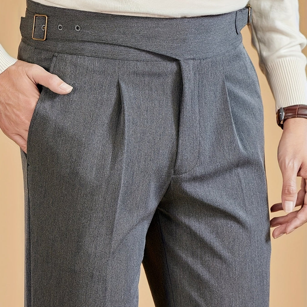 Men's Buckle Waist Pleated Trousers