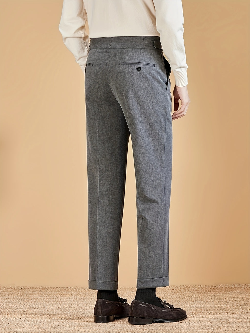 Men's Buckle Waist Pleated Trousers
