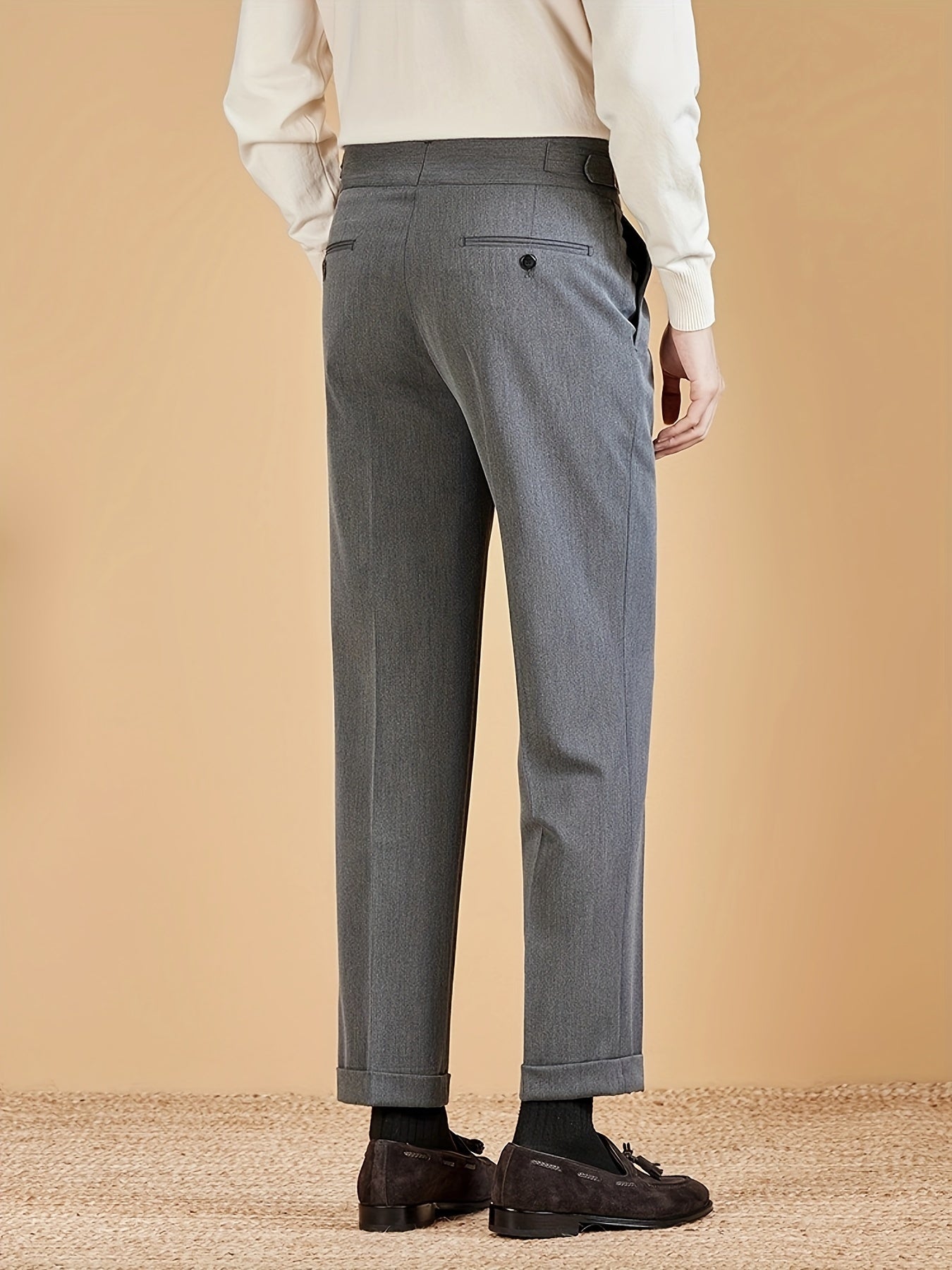 Men's Buckle Waist Pleated Trousers