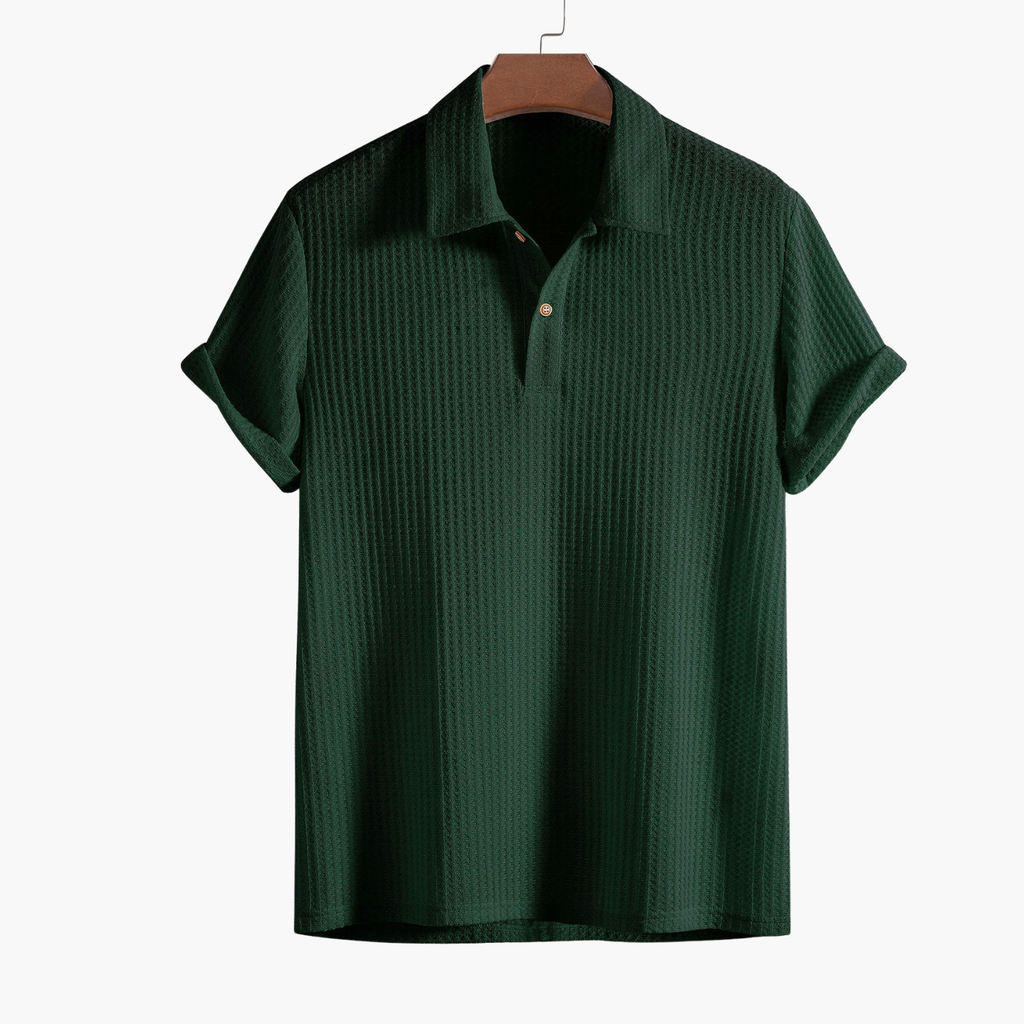Men's Button Placket Polo and Shorts Set