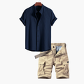 Men's Button-Up Shirt and Cargo Shorts Set