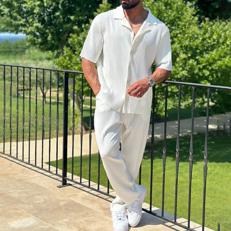 Men's Button-Up Shirt and Trousers Set