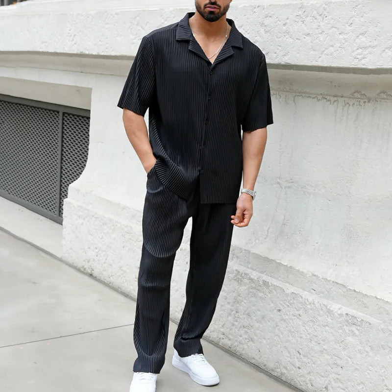 Men's Button-Up Shirt and Trousers Set