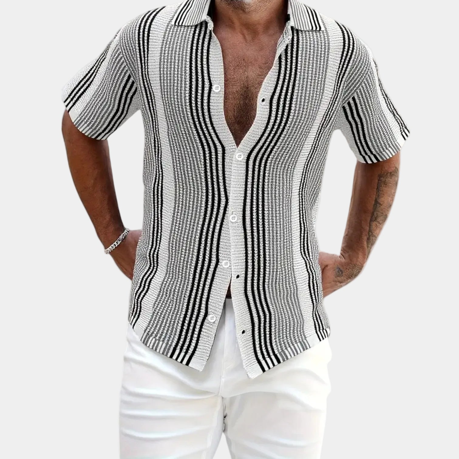 Men's Button-Up Striped Shirt