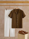 Men's Button-Up Striped Shirt and Trousers Set