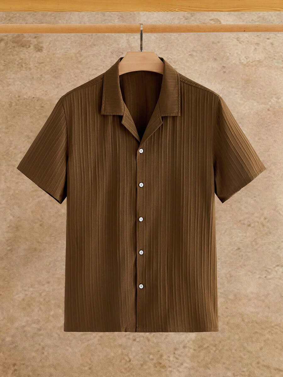 Men's Button-Up Striped Shirt and Trousers Set