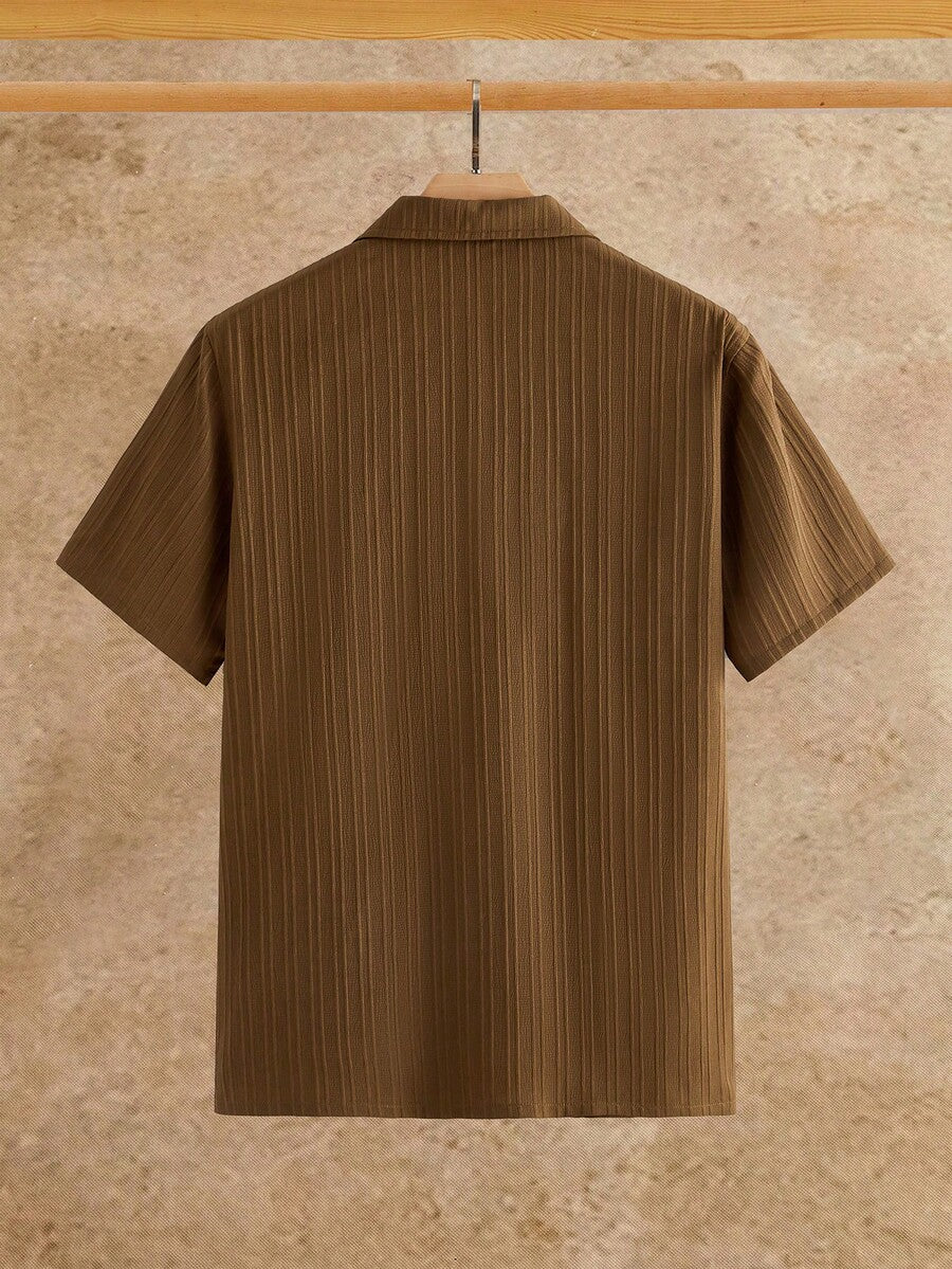 Men's Button-Up Striped Shirt and Trousers Set