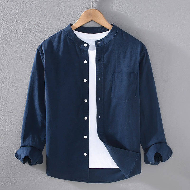 Men's Buttoned Grandad Collar Shirt