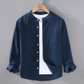 Men's Buttoned Grandad Collar Shirt