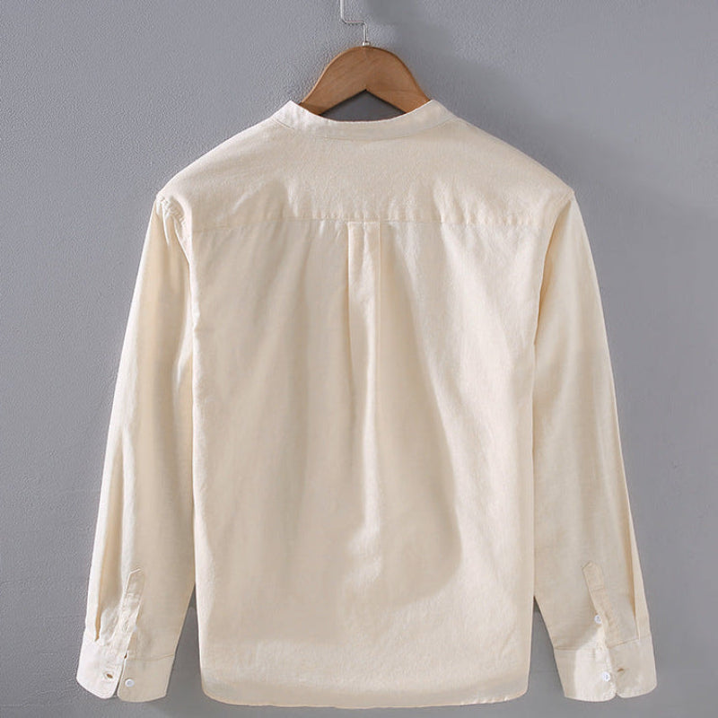 Men's Buttoned Grandad Collar Shirt