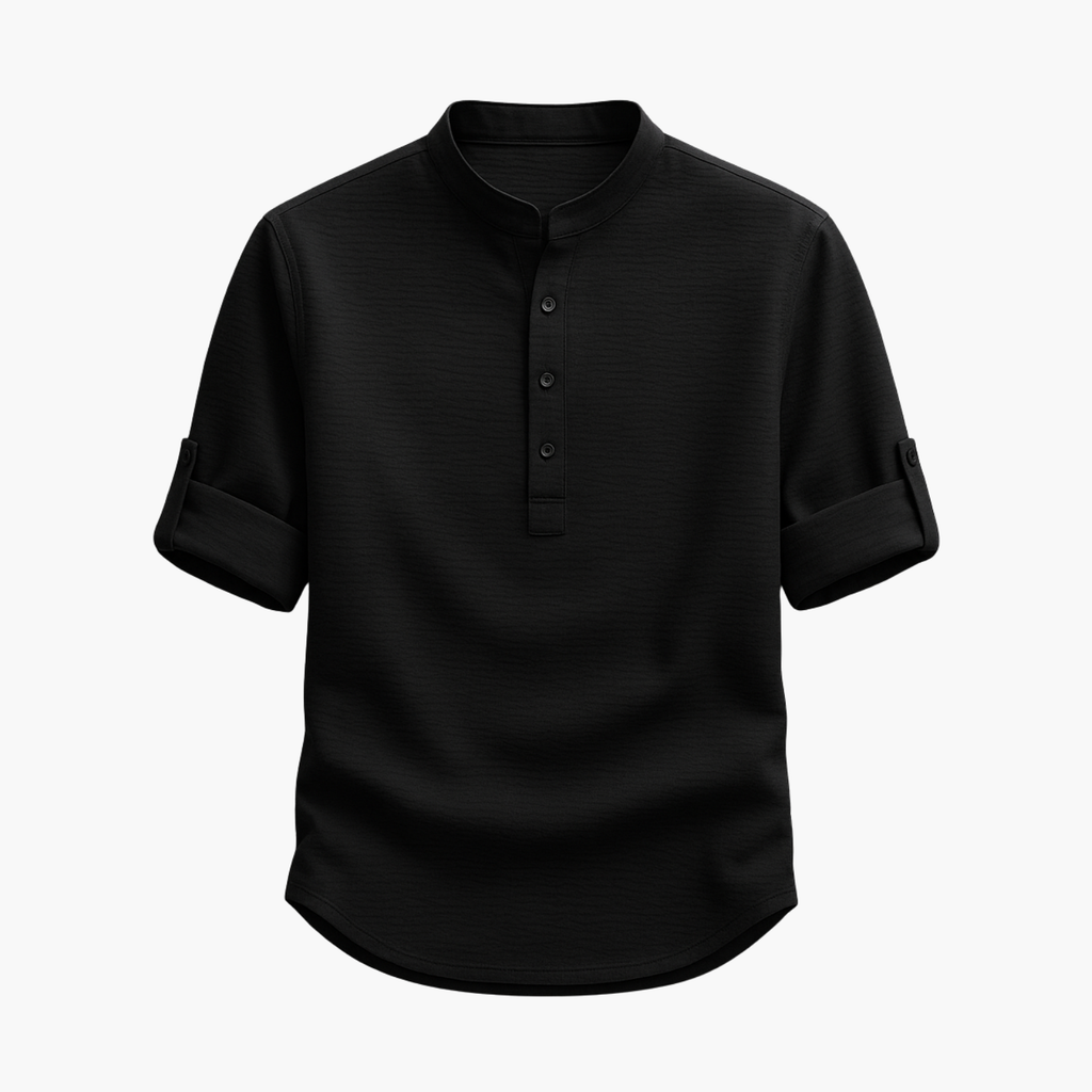 Men's Buttoned Mandarin Collar Set