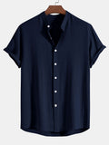 Men's Buttoned Mandarin Collar Shirt