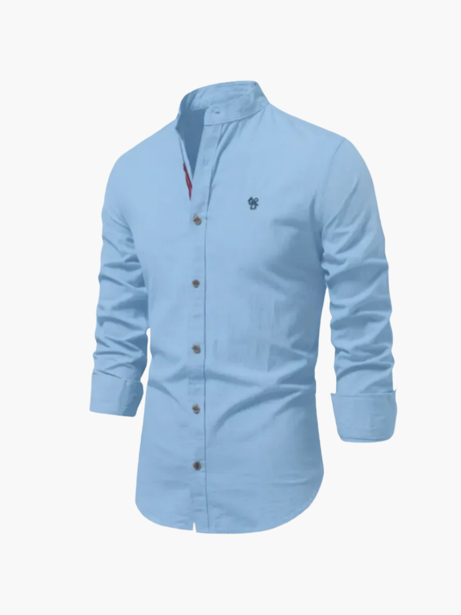 Men's Buttoned Mandarin Collar Shirt and Trousers Set