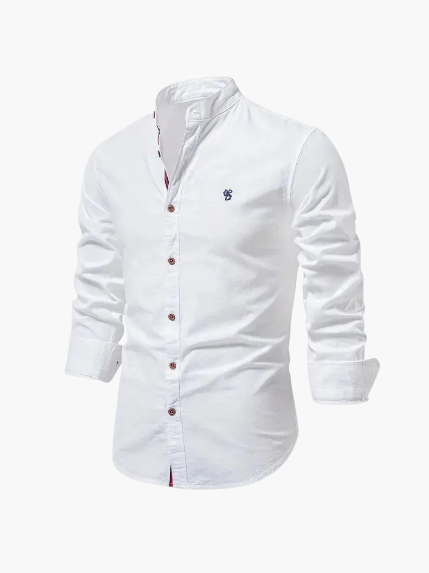 Men's Buttoned Mandarin Collar Shirt and Trousers Set