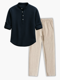 Men's Buttoned Shirt and Trousers Set