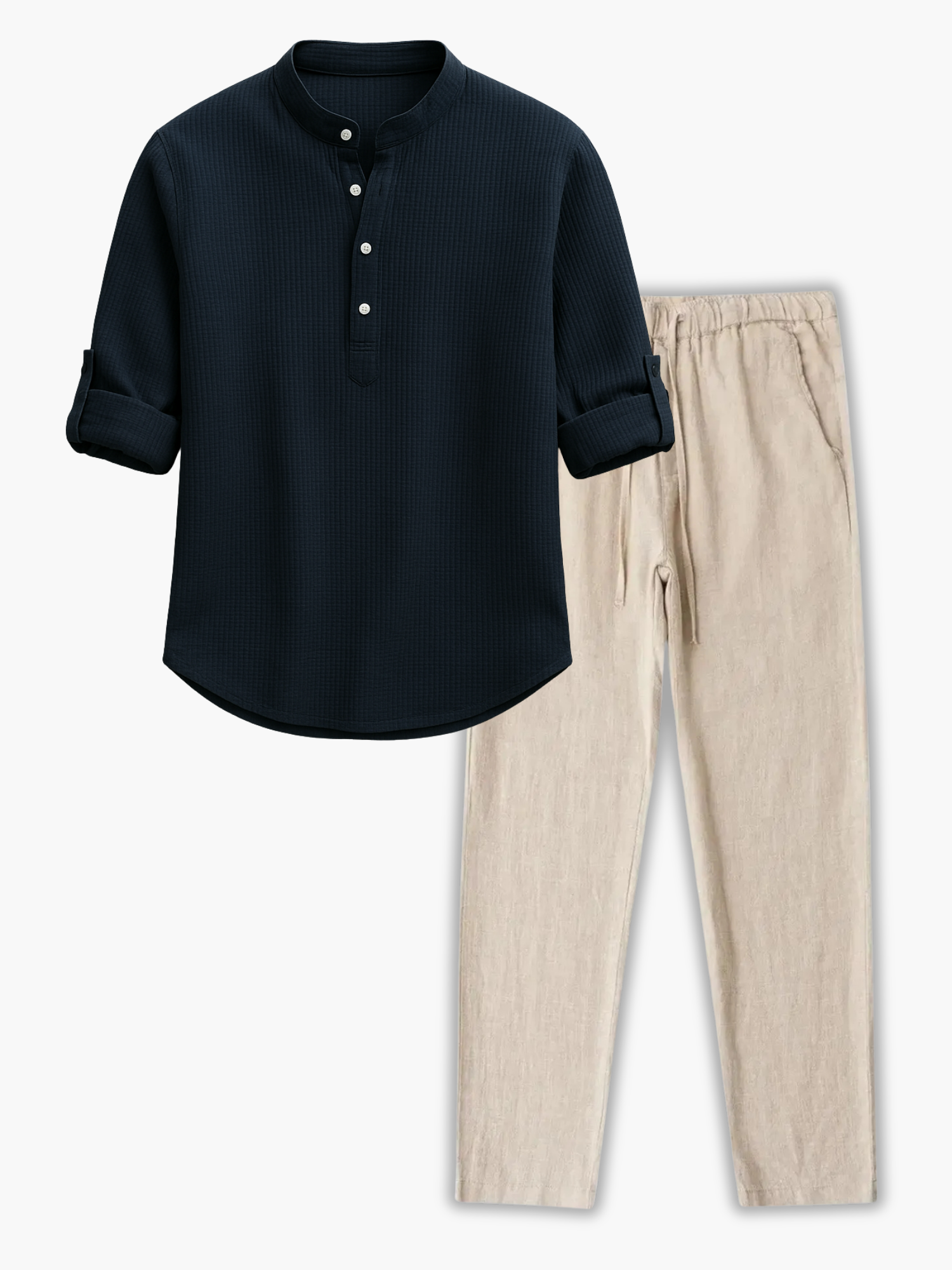 Men's Buttoned Shirt and Trousers Set