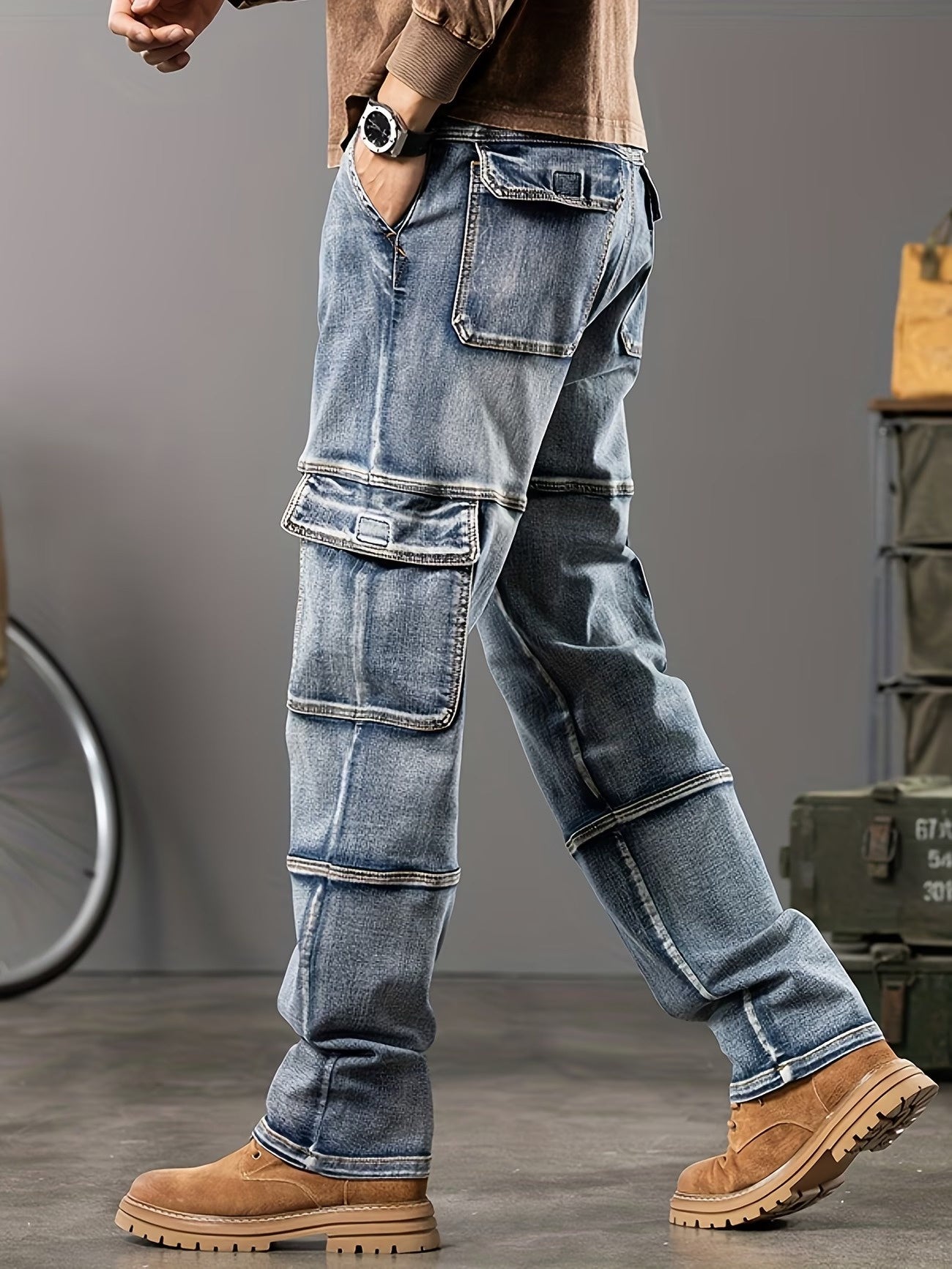 Men's Cargo Straight Jeans