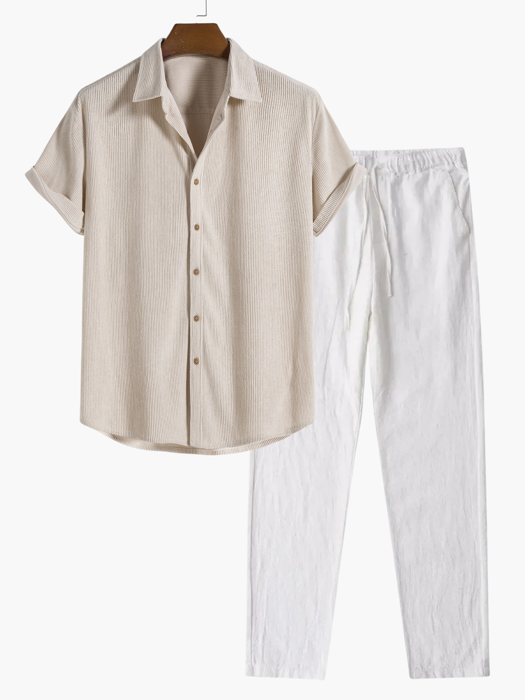 Men's Classic Collar Shirt and Trousers Set