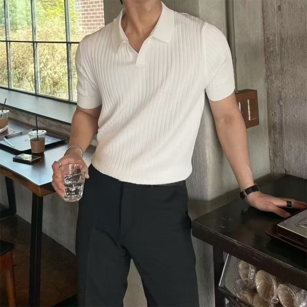 Men's Classic Ribbed Polo Shirt