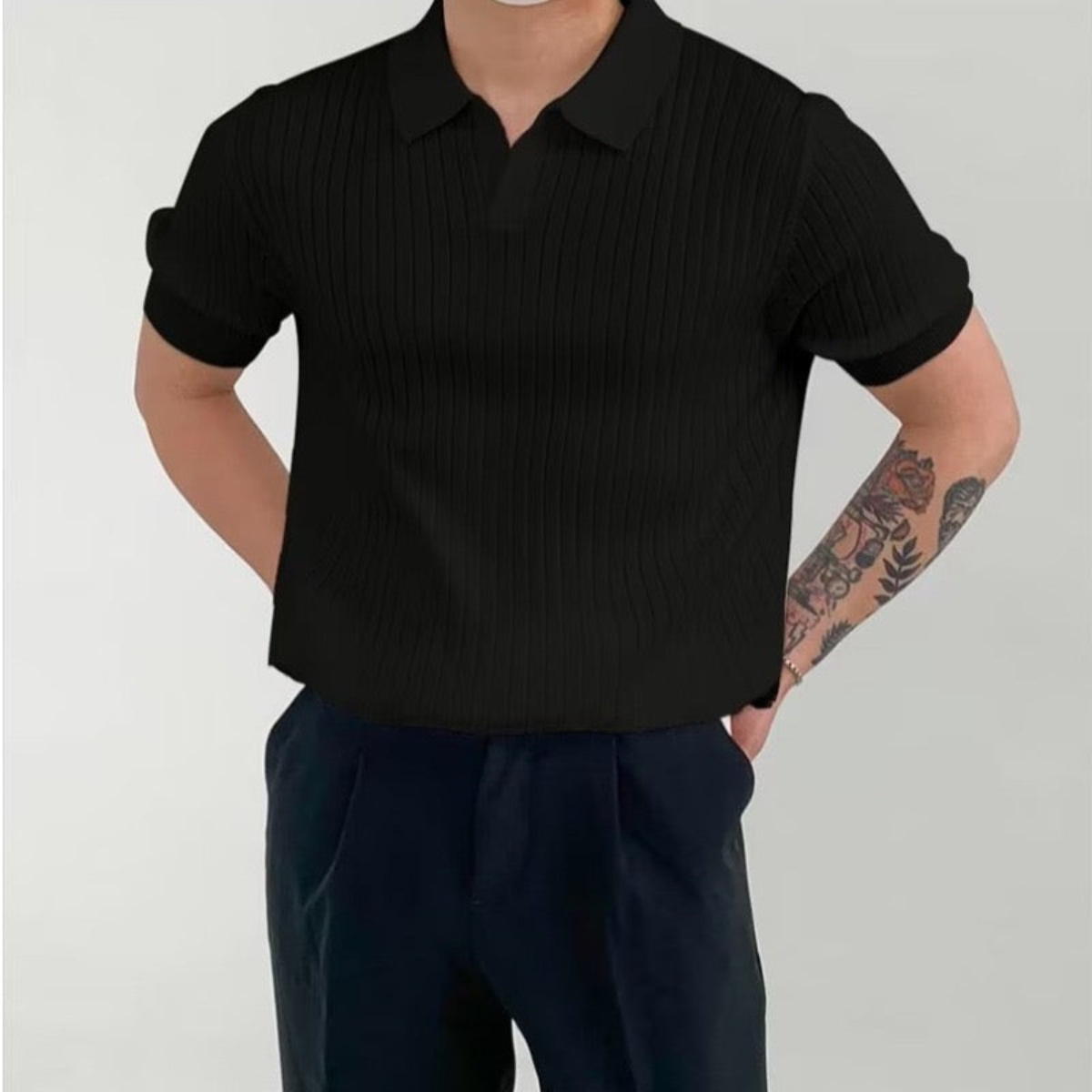Men's Classic Ribbed Polo Shirt