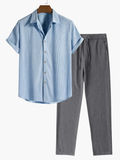 Men's Collared Shirt and Trousers Set