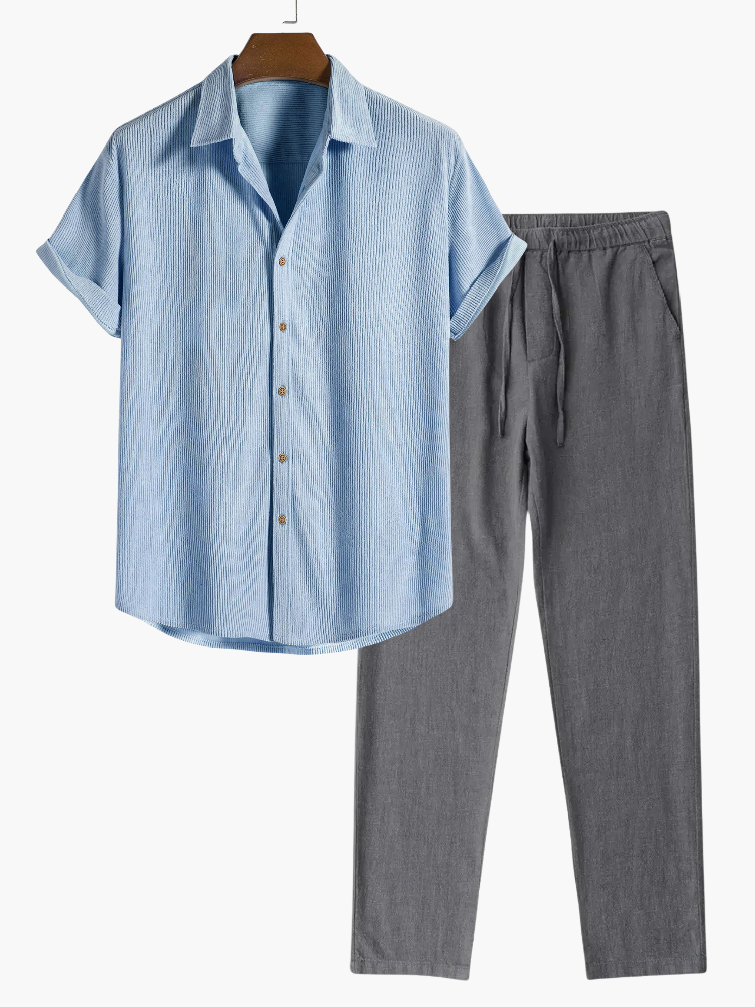 Men's Collared Shirt and Trousers Set