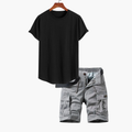 Men's Crew Neck Cargo Shorts Set