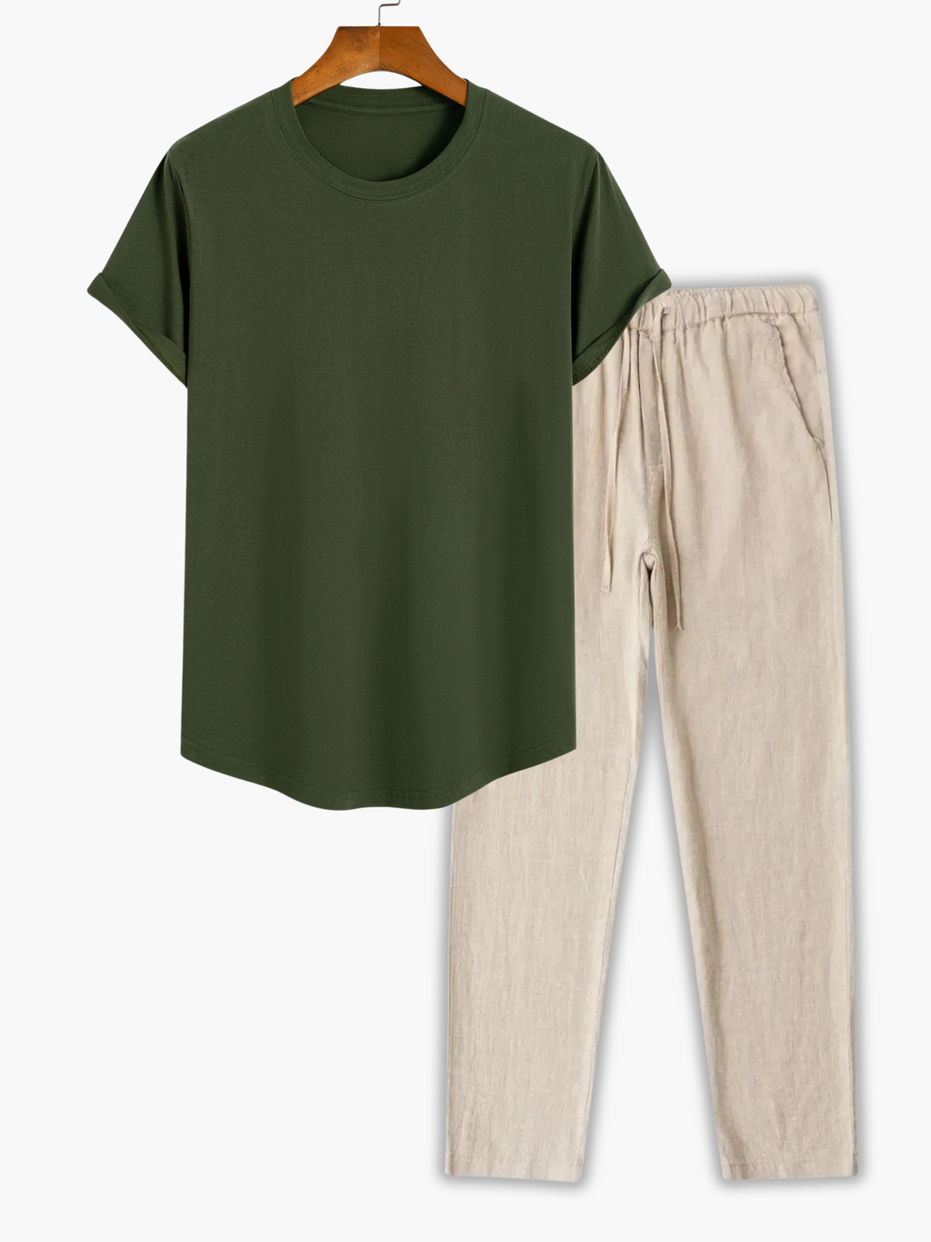 Men's Crew Neck T-Shirt and Trousers Set