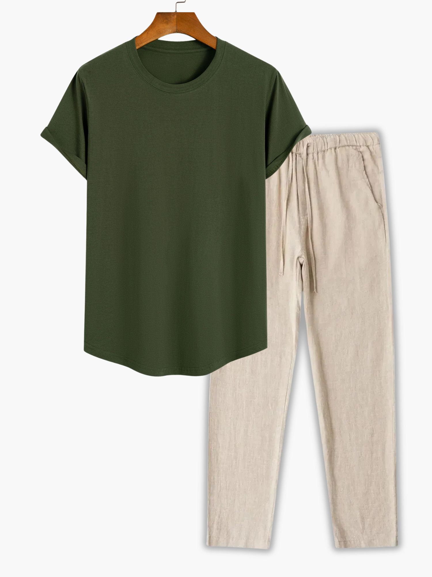Men's Crew Neck T-Shirt and Trousers Set