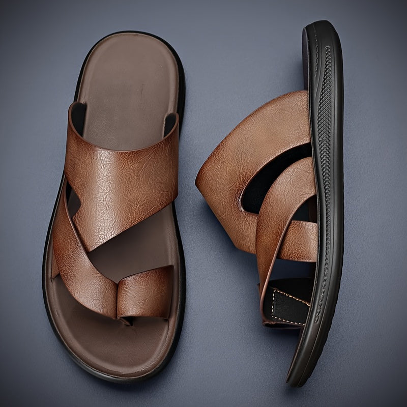 Men's Cross Strap Toe Loop Sandals