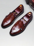 Men's Double Buckle Monk Loafers