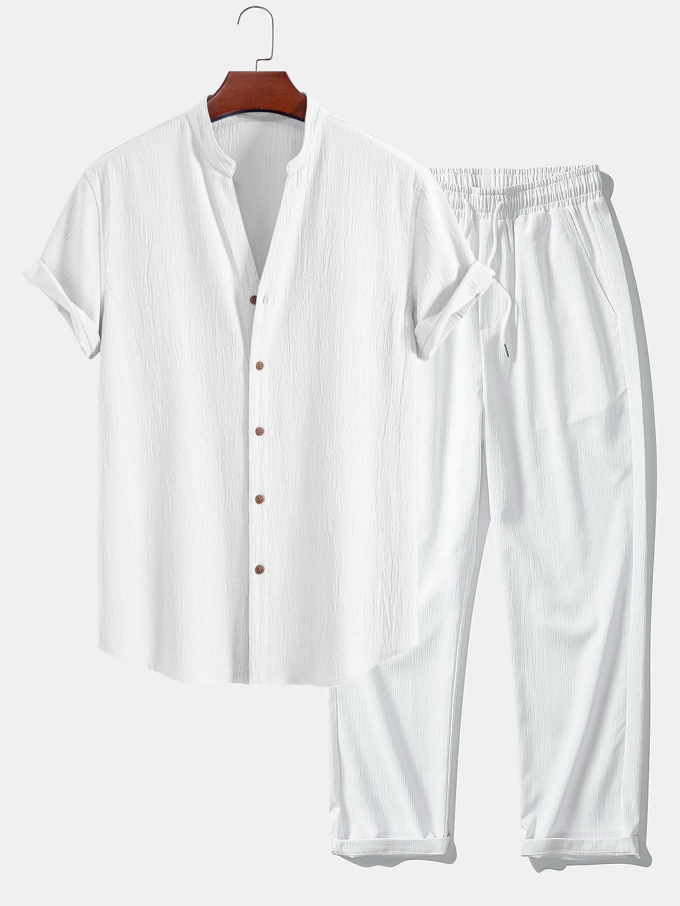Men's Grandad Collar Shirt Set