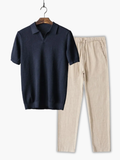 Men's Honeycomb Polo and Trousers Set