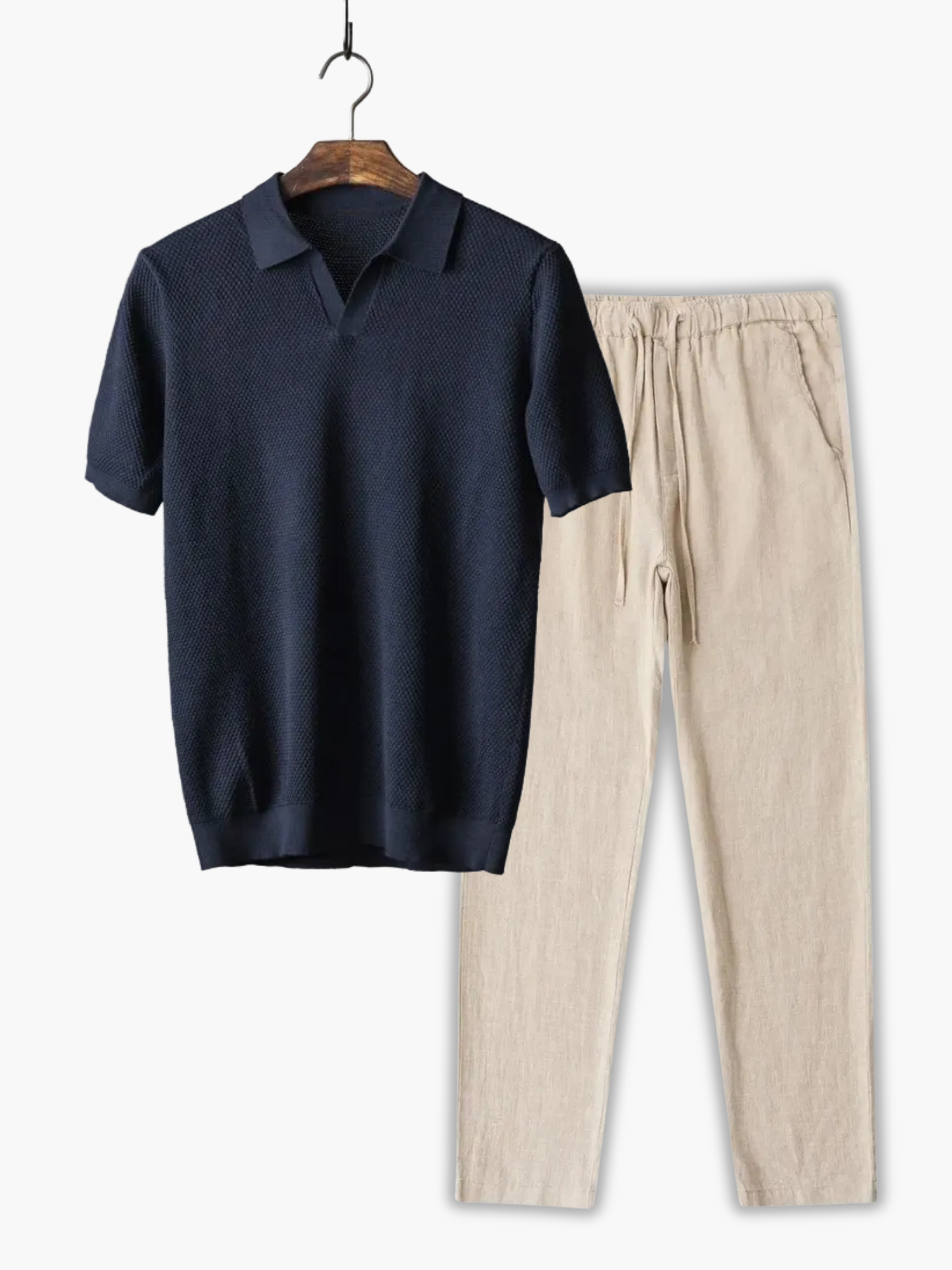 Men's Honeycomb Polo and Trousers Set