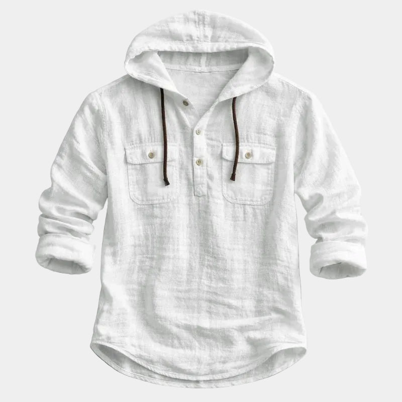 Men's Hooded Button-Up Shirt