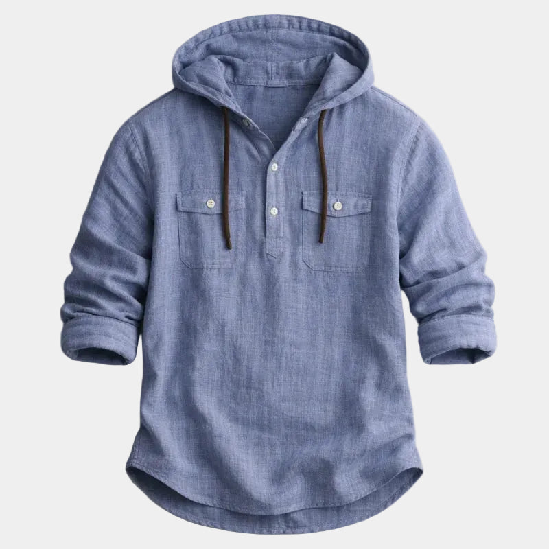 Men's Hooded Button-Up Shirt