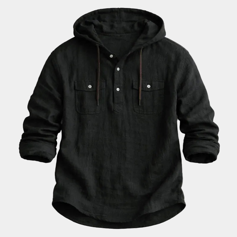 Men's Hooded Button-Up Shirt