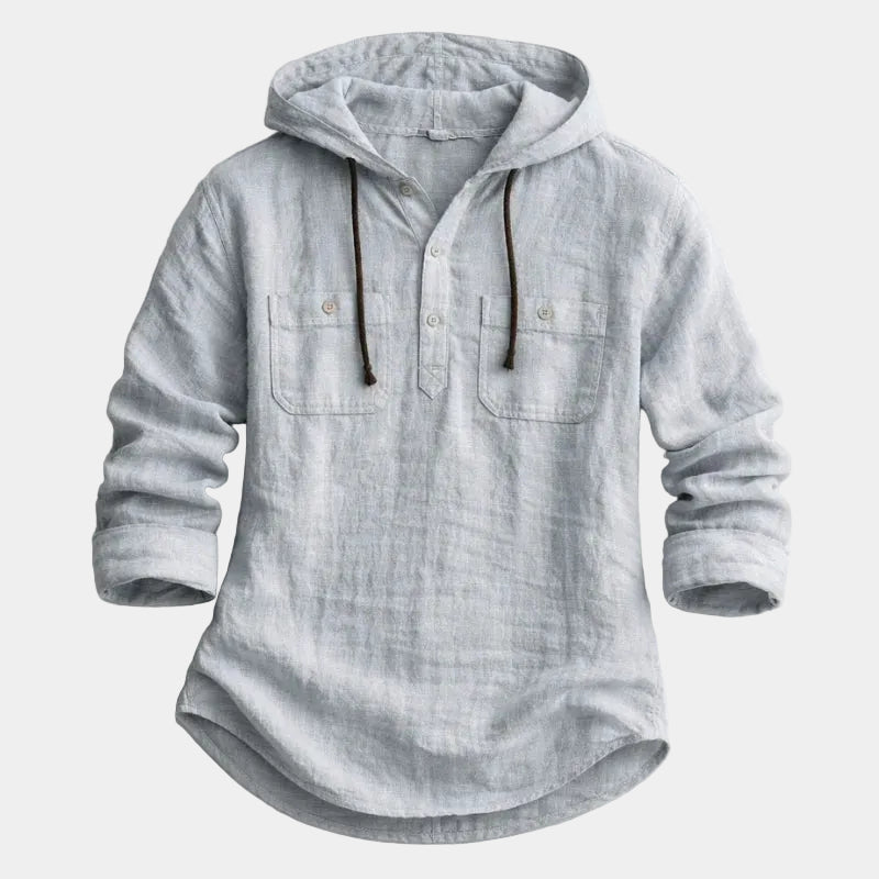 Men's Hooded Button-Up Shirt