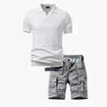 Men's Knit Polo and Cargo Shorts Set