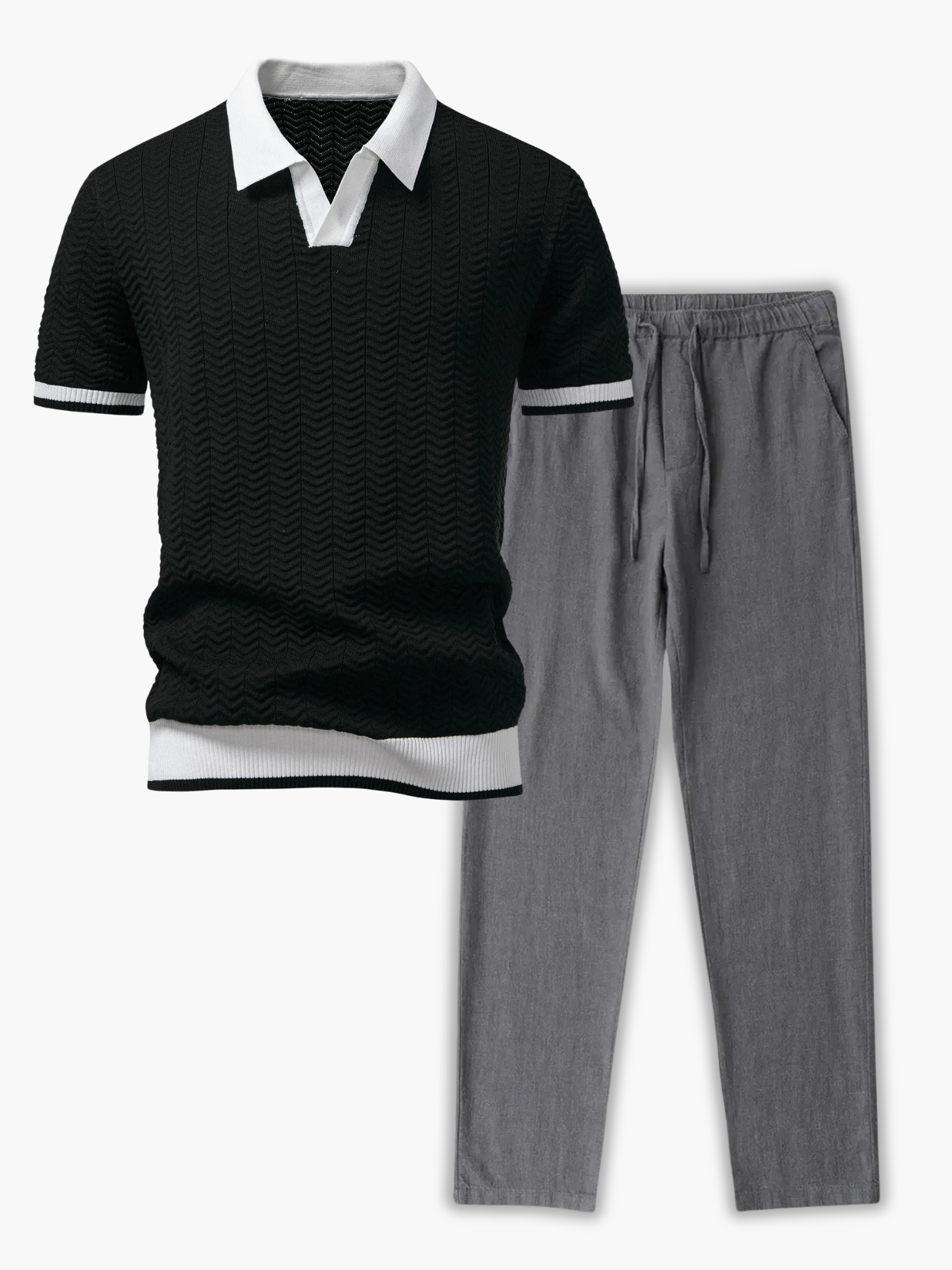Men's Knit Polo and Trousers Set