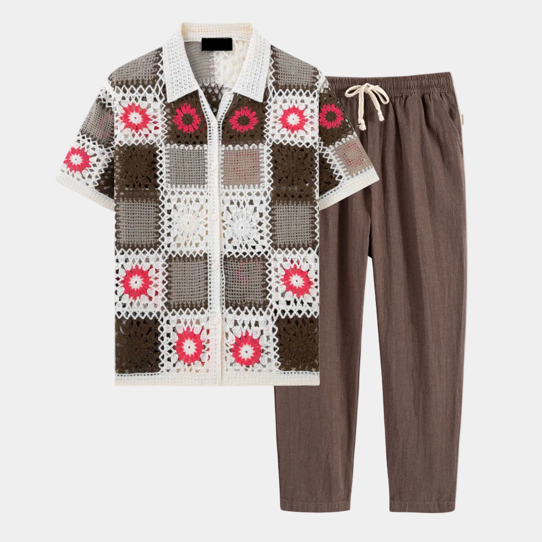 Men's Knitted Shirt Set