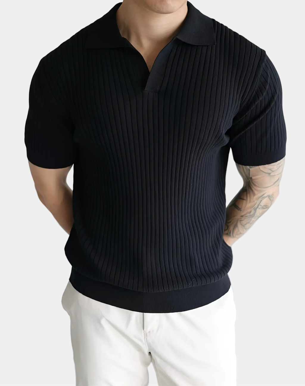 Men's Ribbed Knit Polo Shirt
