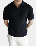 Men's Ribbed Knit Polo Shirt