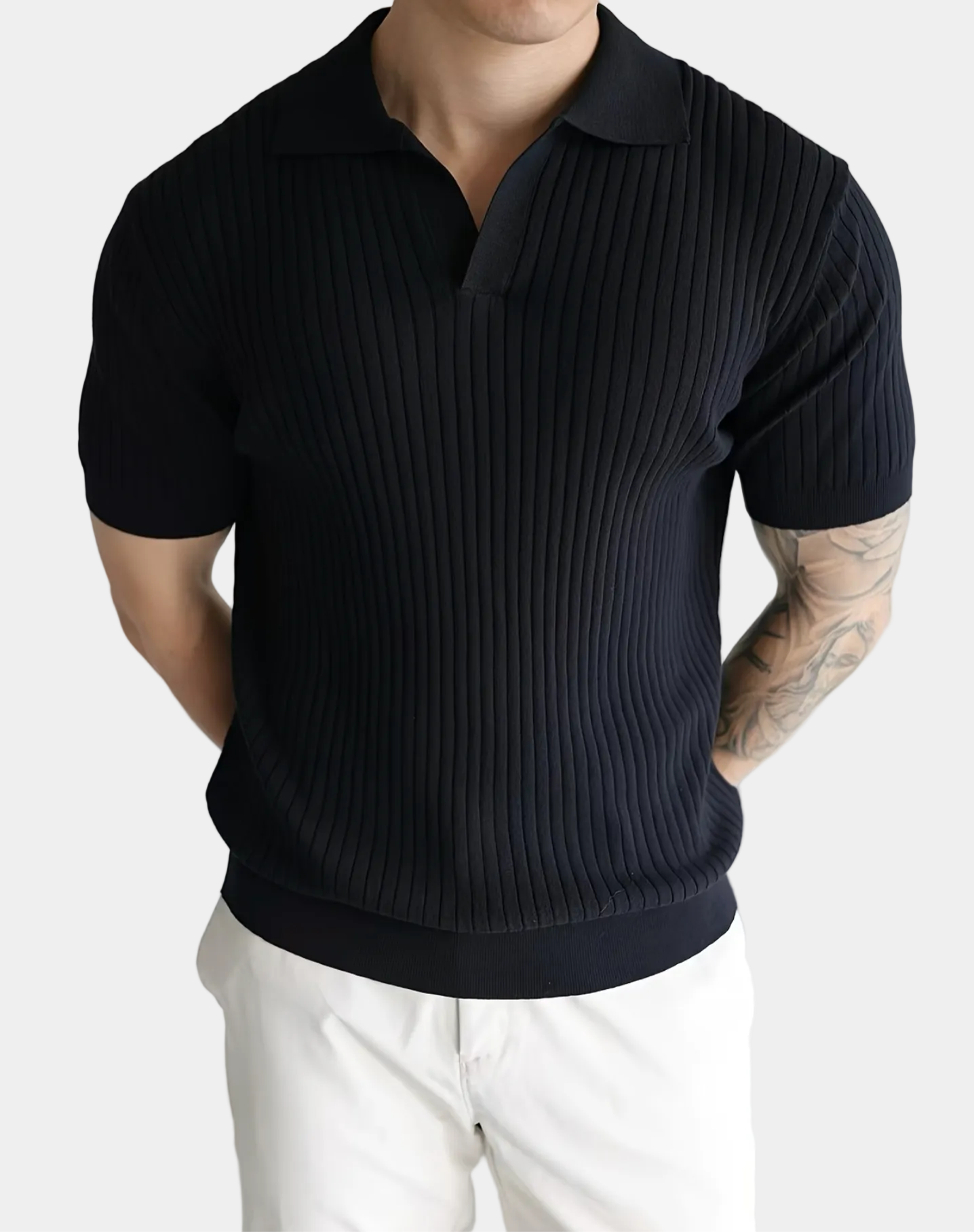 Men's Ribbed Knit Polo Shirt