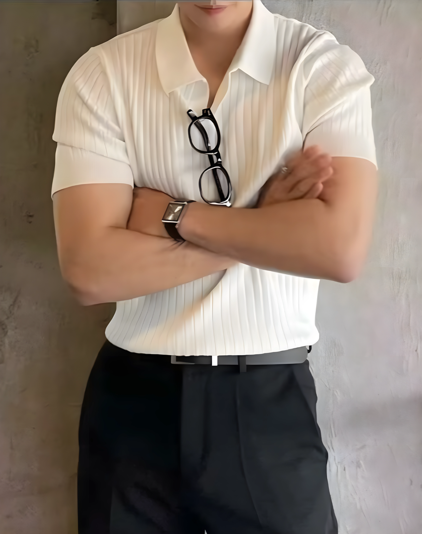Men's Ribbed Knit Polo Shirt