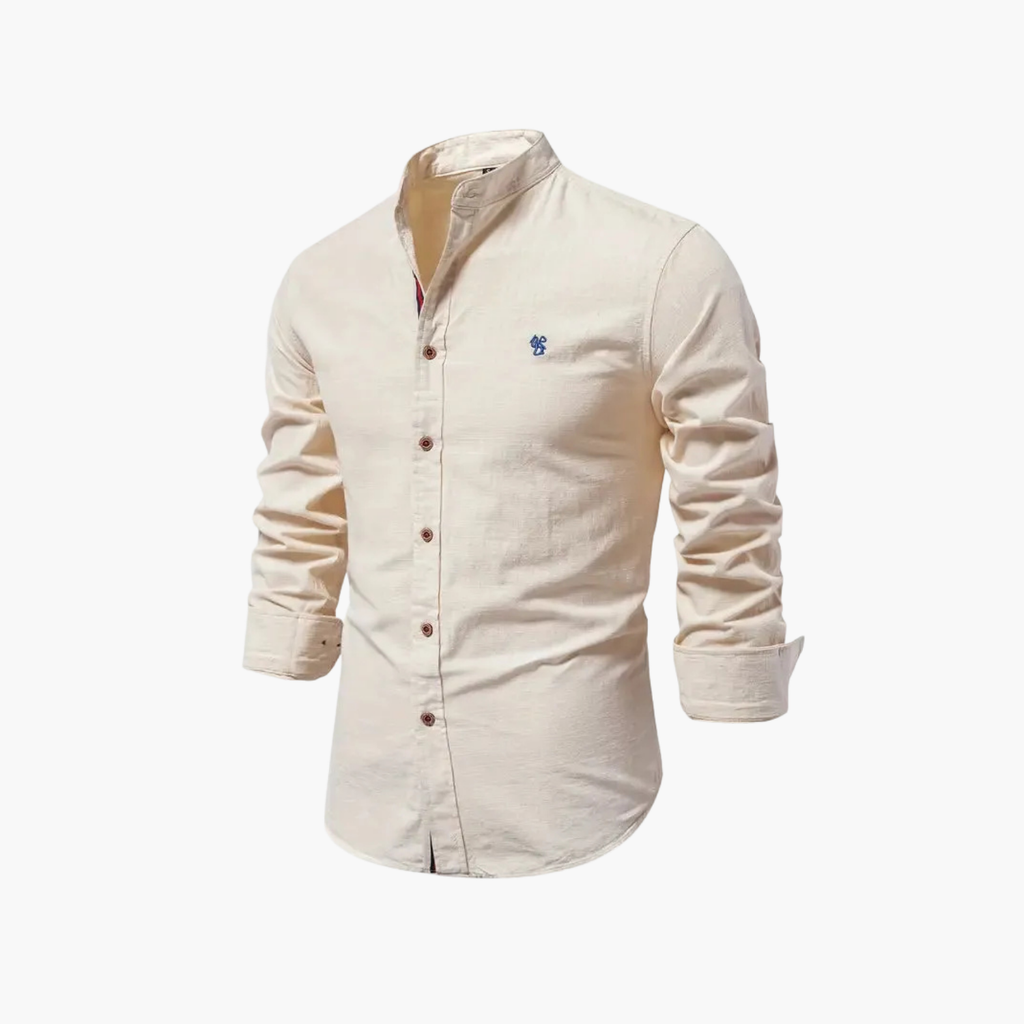 Men's Mandarin Collar Long Sleeve Shirt Set
