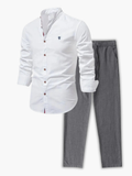 Men's Mandarin Collar Shirt and Trousers Set