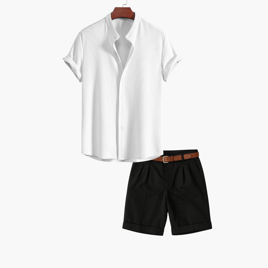 Men's Mandarin Collar Shirt Set