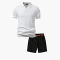 Men's Open Collar Polo and Shorts Set